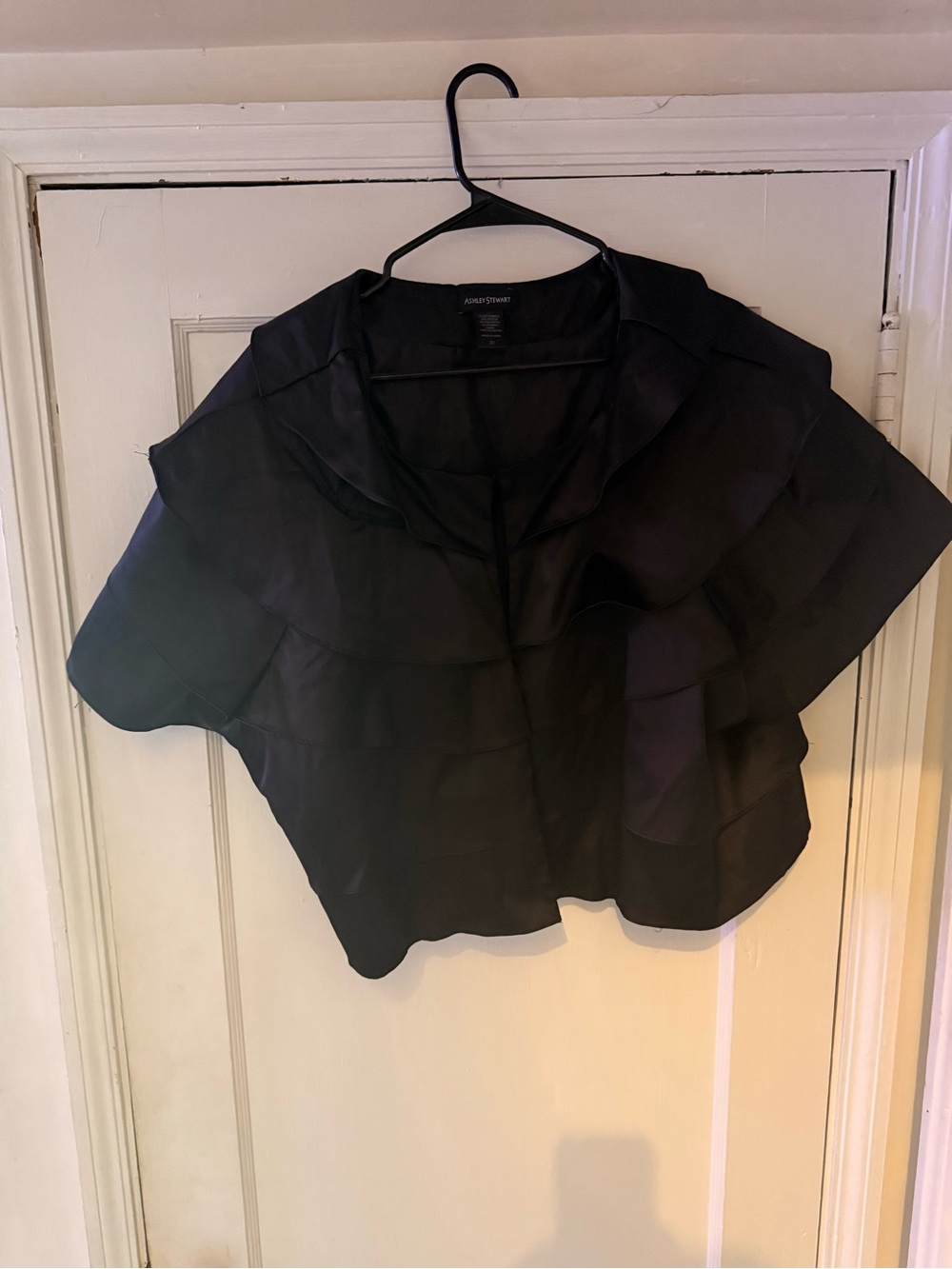 Ashley Stewart Black Layered Ruffle Crop Top